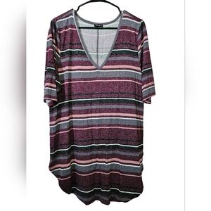 TORRID Burgundy Stripe Tunic